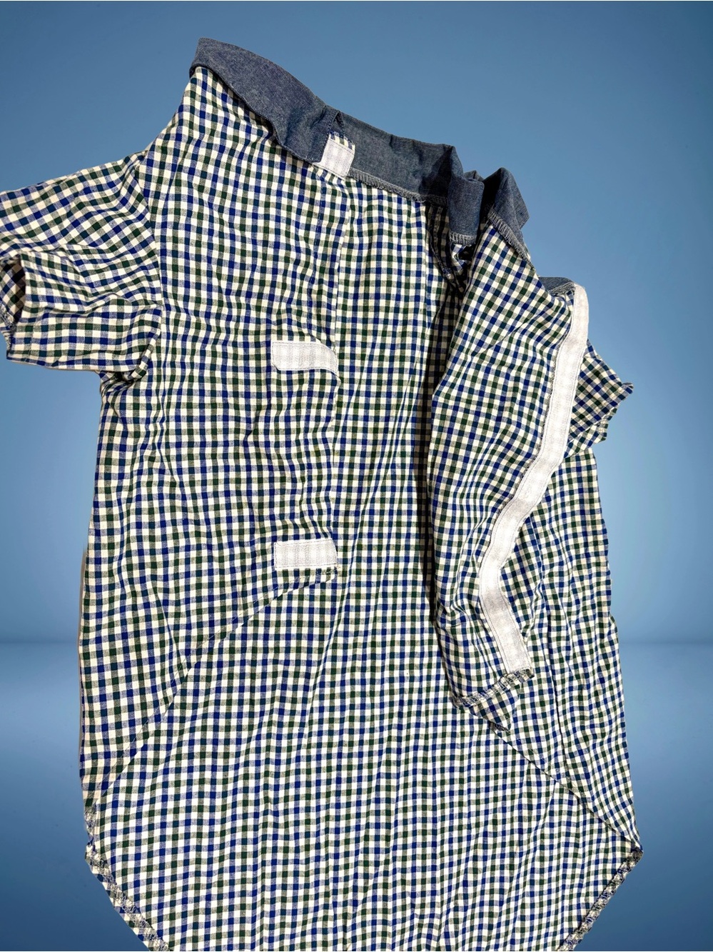 Pet Plaid Button-Up Shirt with Blue Collar — Green & Blue